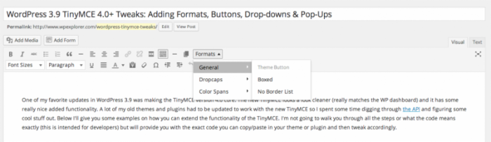 WordPress 教程：TinyMCE 4 增强 添加样式、按钮、字体、下拉菜单和弹出式窗口